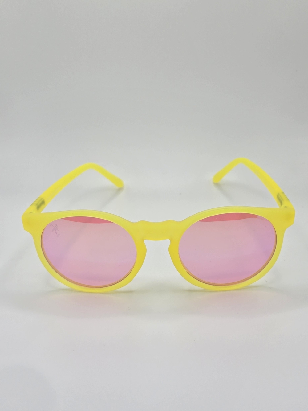 Goodr Circle G Yellow Round Sunglasses with Pink Mirror Lenses